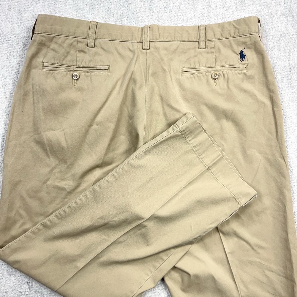 Polo Ralph Lauren Pants Men 36x30 Tan Brown Chino‎ Straight Flat Khaki Preston